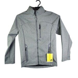 Mens All in Motion Gray Soft-Shell Fleece Jacket Wind & Water Resistant Size S